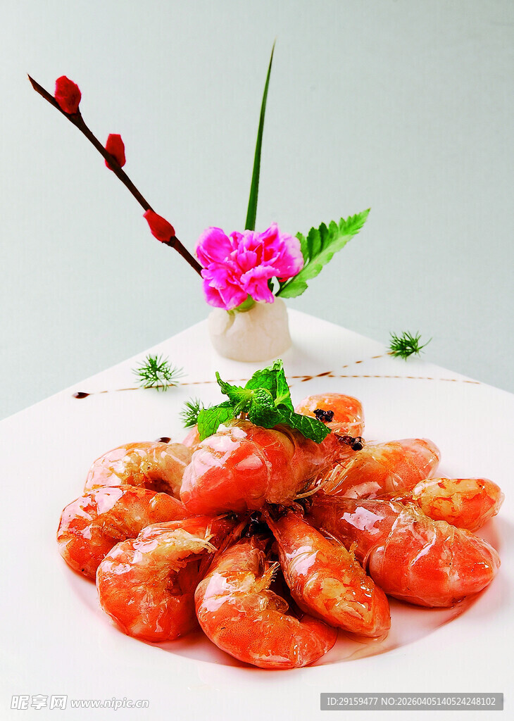 美味白灼虾摆盘精致