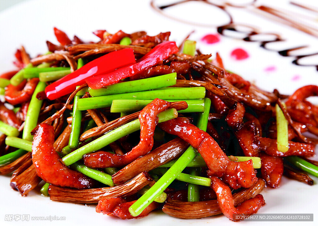 香辣蒜苔炒肉丝
