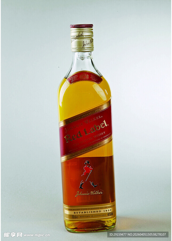 尊尼获加威士忌酒瓶特写