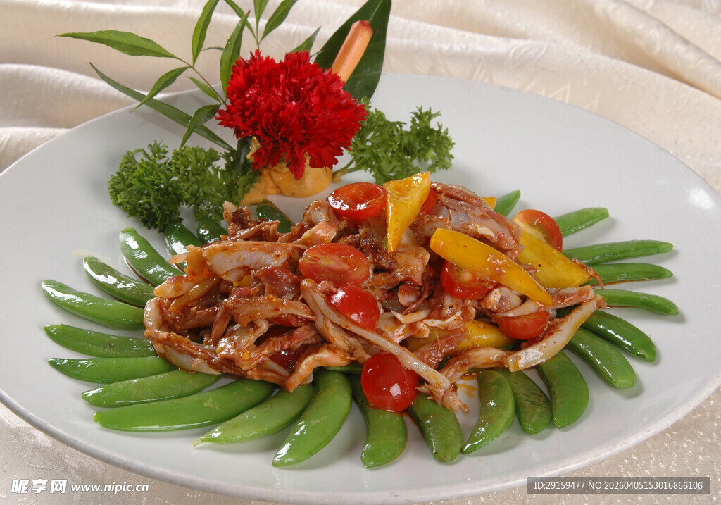 彩椒炒肉丝摆盘精致佳肴