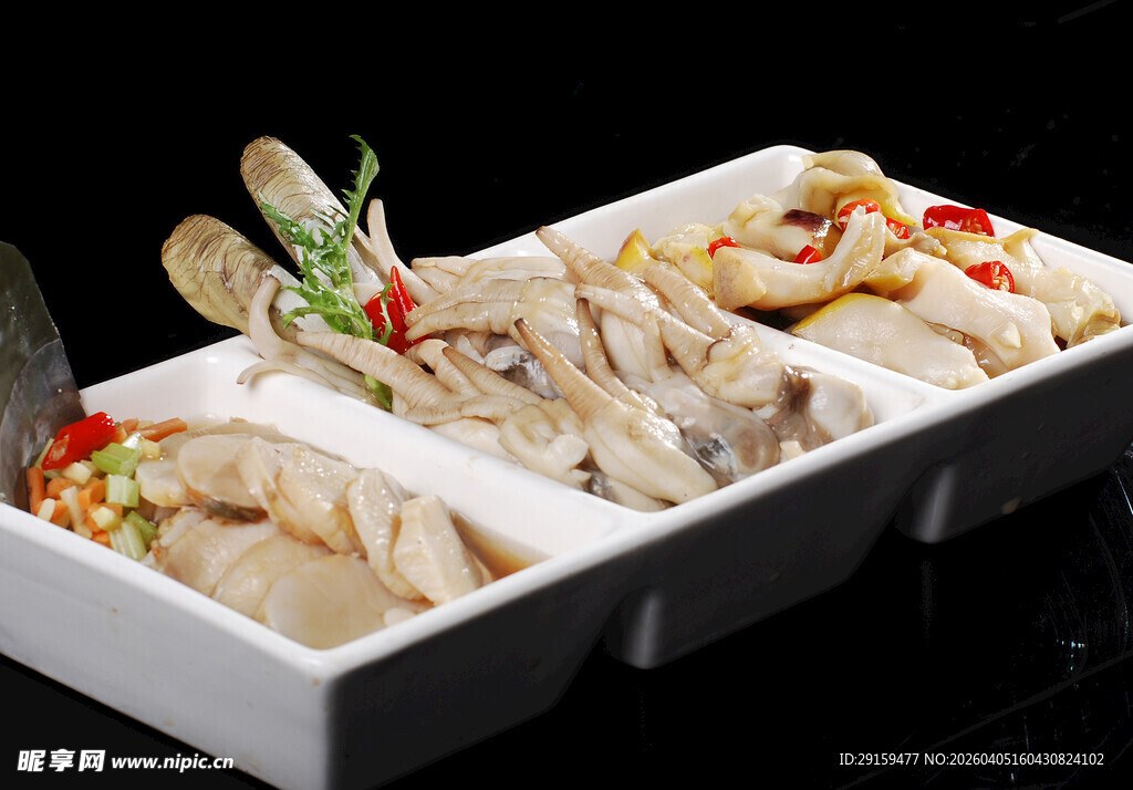 三格盘装美味海鲜拼盘