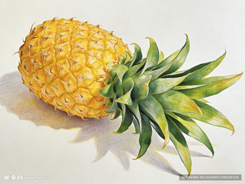 手绘彩铅菠萝