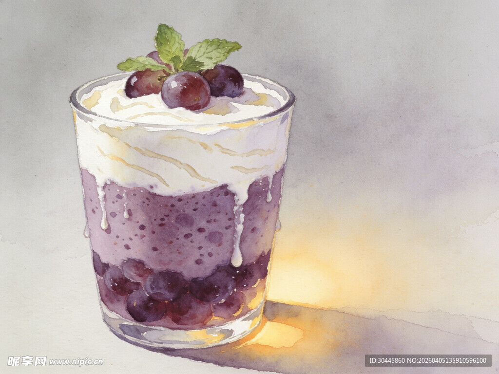 手绘多肉葡萄插画