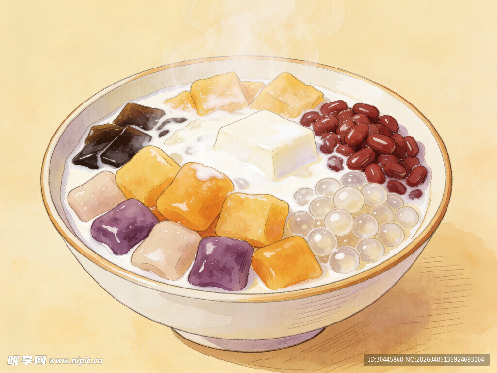 手绘芋圆甜品碗