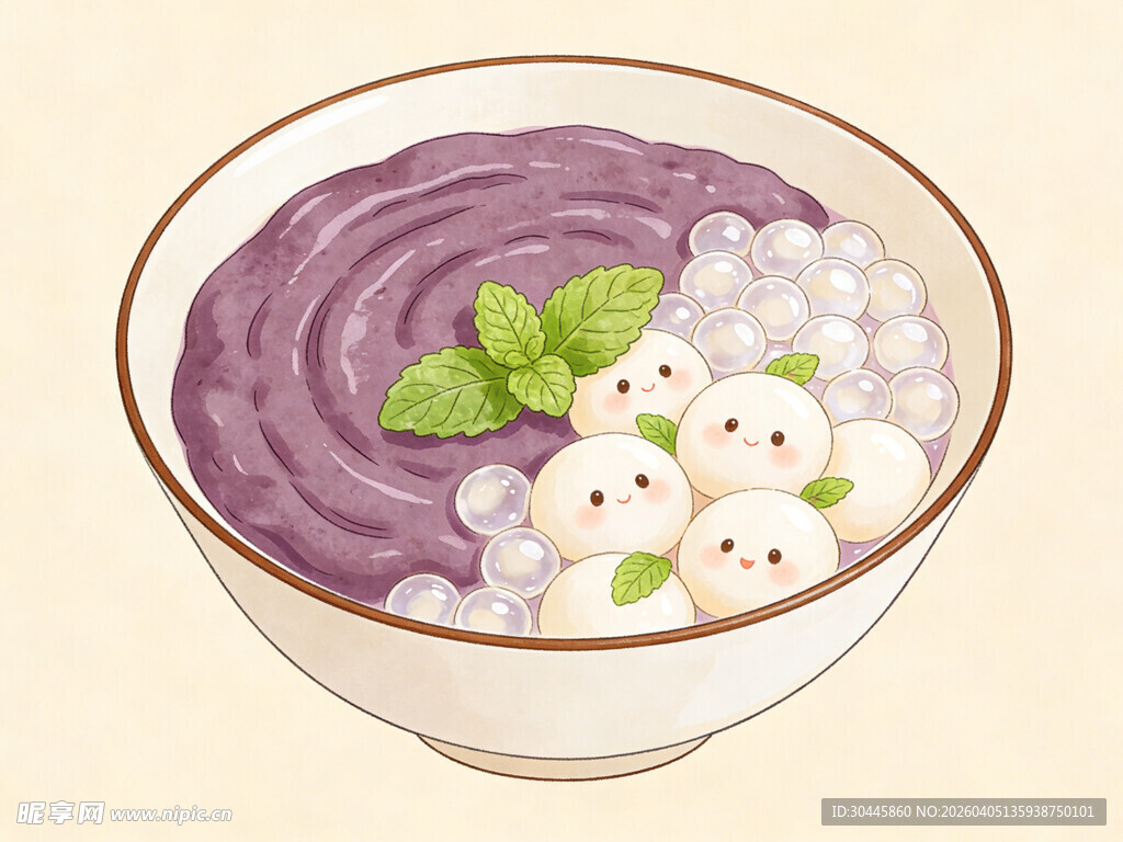 紫薯芋泥小丸子甜品图