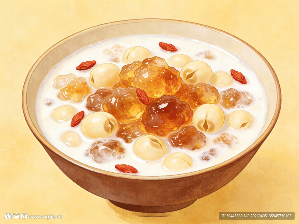 手绘桃胶牛奶羹