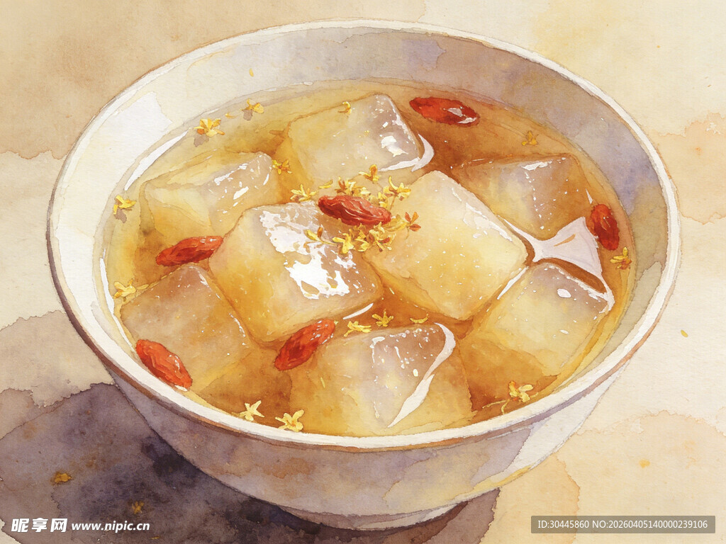 手绘冰糖雪梨羹