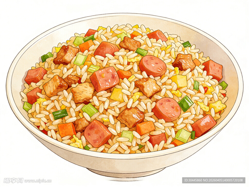 手绘鸡柳香肠炒饭