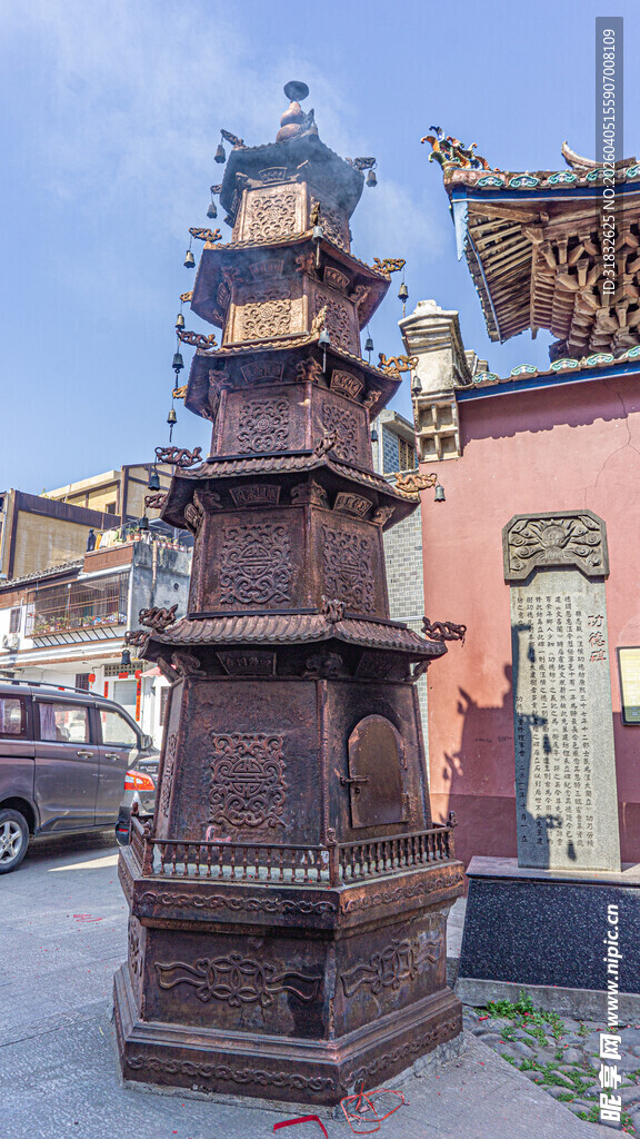 古色多层塔式香炉