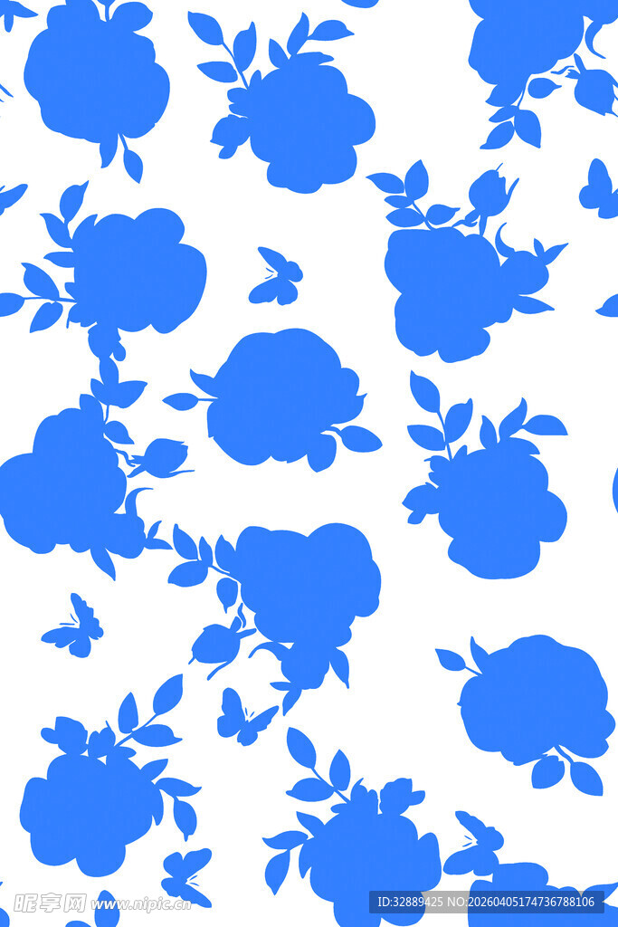 蓝色花卉图案背景