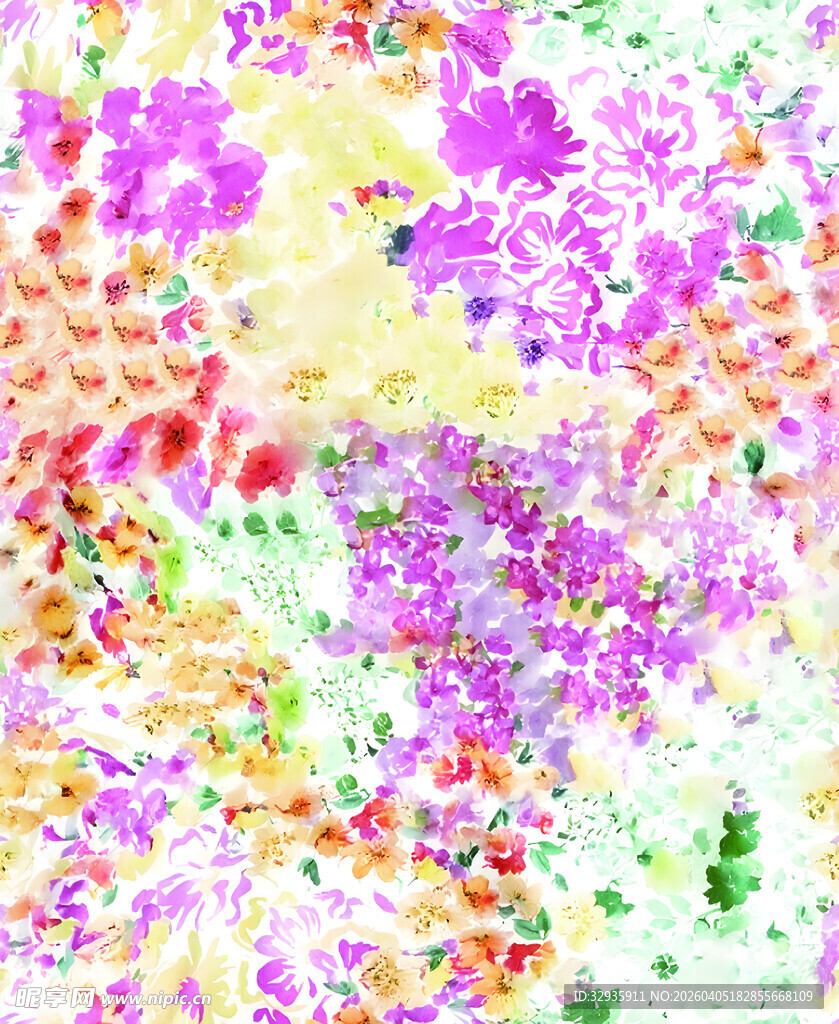 梦幻多彩抽象花卉图案