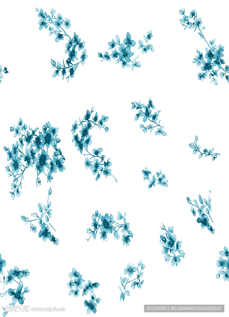 蓝白花卉图案背景素材