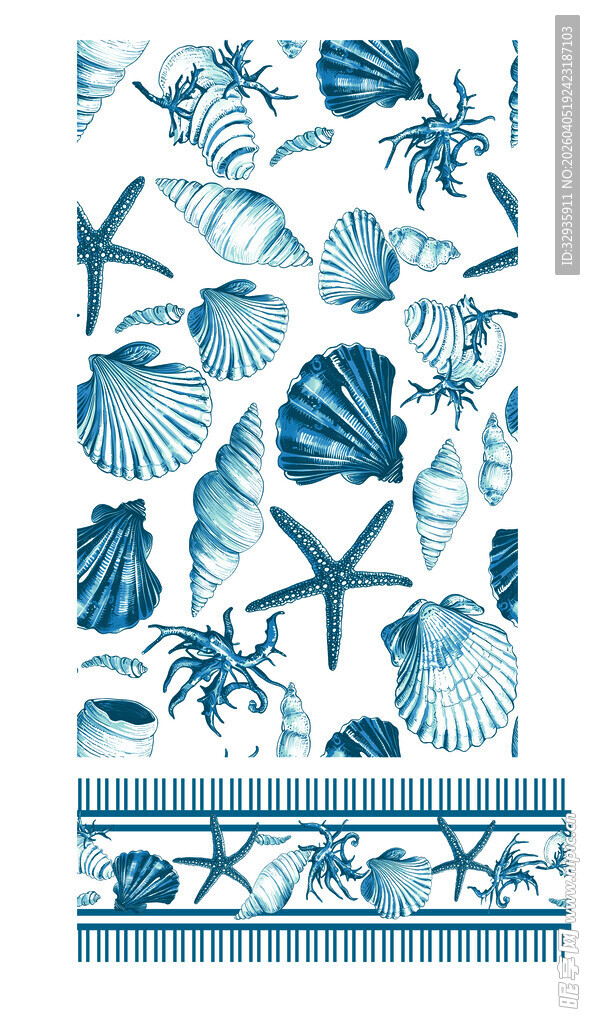 蓝白海洋元素图案设计
