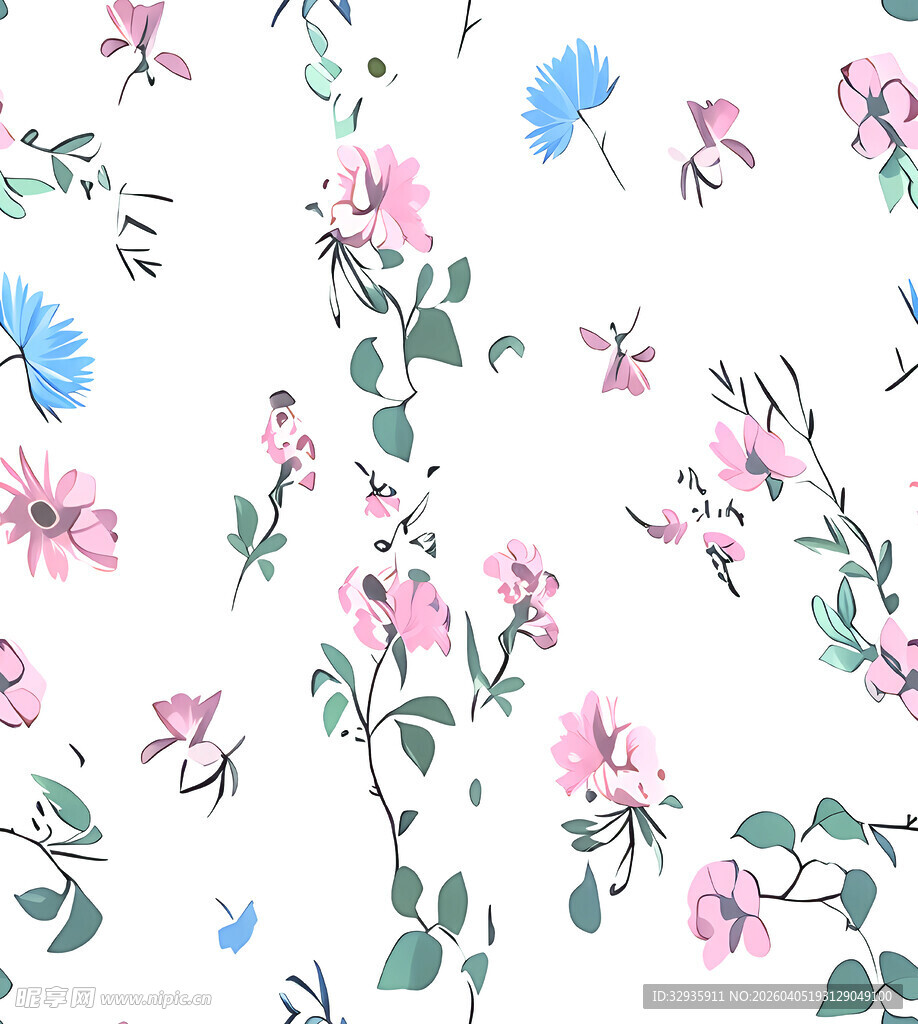 清新手绘花卉图案背景