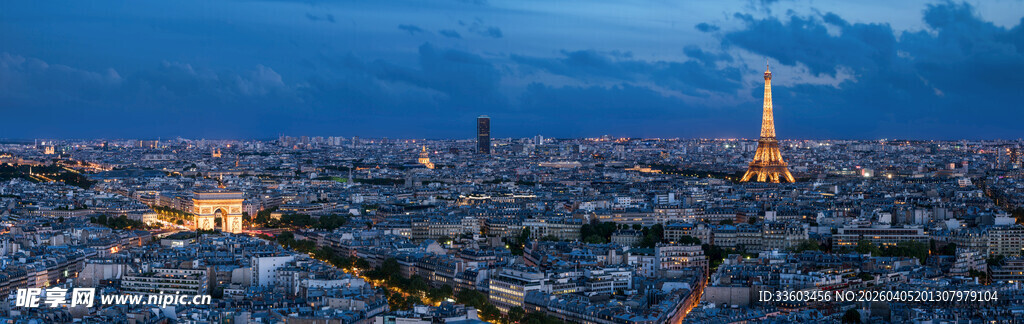 夜幕下的城市璀璨景观