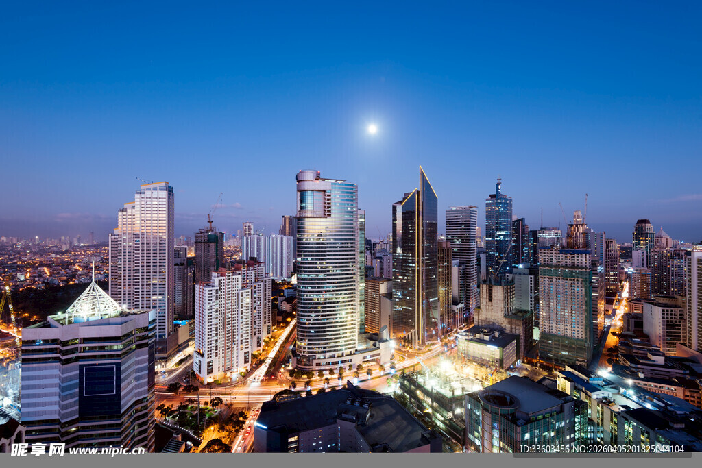 繁华都市夜景璀璨灯火