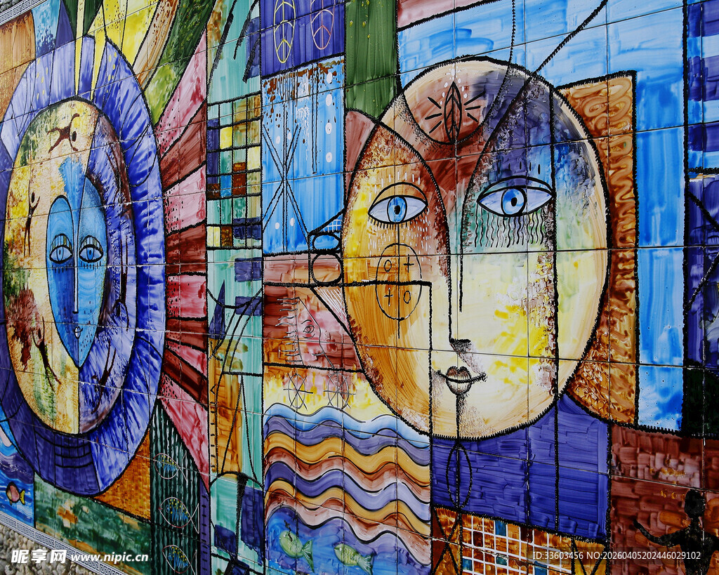 彩色墙面抽象艺术涂鸦画