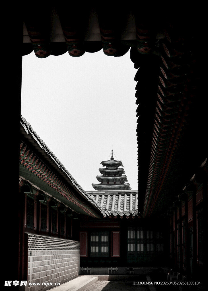 古建庭院中的楼阁景致