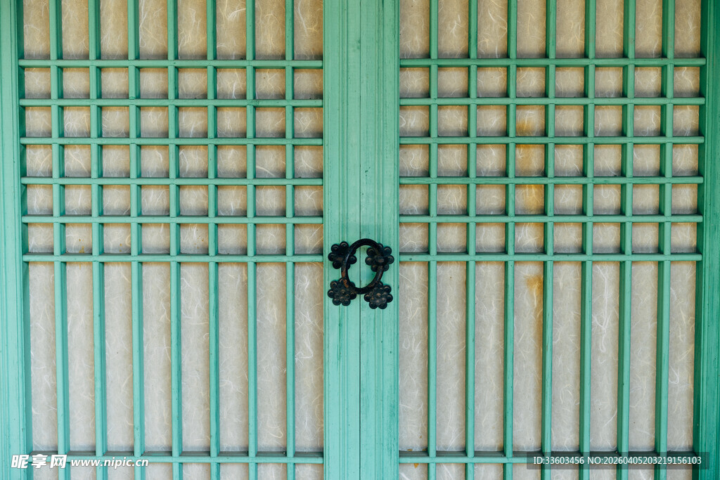 古雅青色格栅门