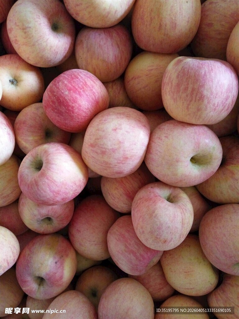 一堆色泽诱人的新鲜苹果