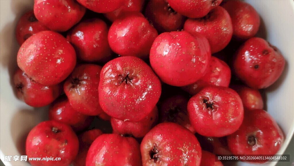 满满一碗鲜红山楂果