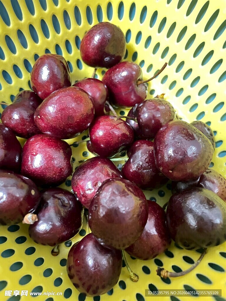 黄篮中的紫黑色新鲜果实