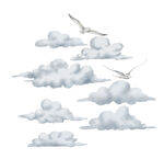 Z手绘白云 海鸥