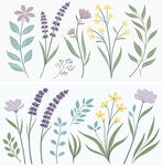 手绘清新花卉植物图案