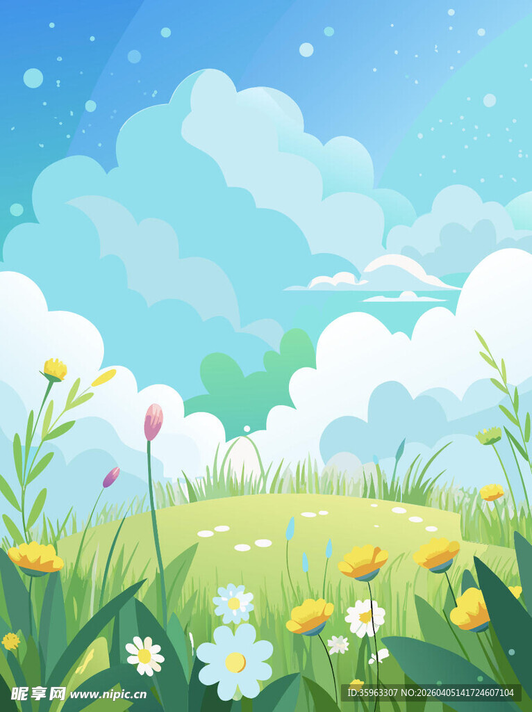 春日烂漫花海田园风光