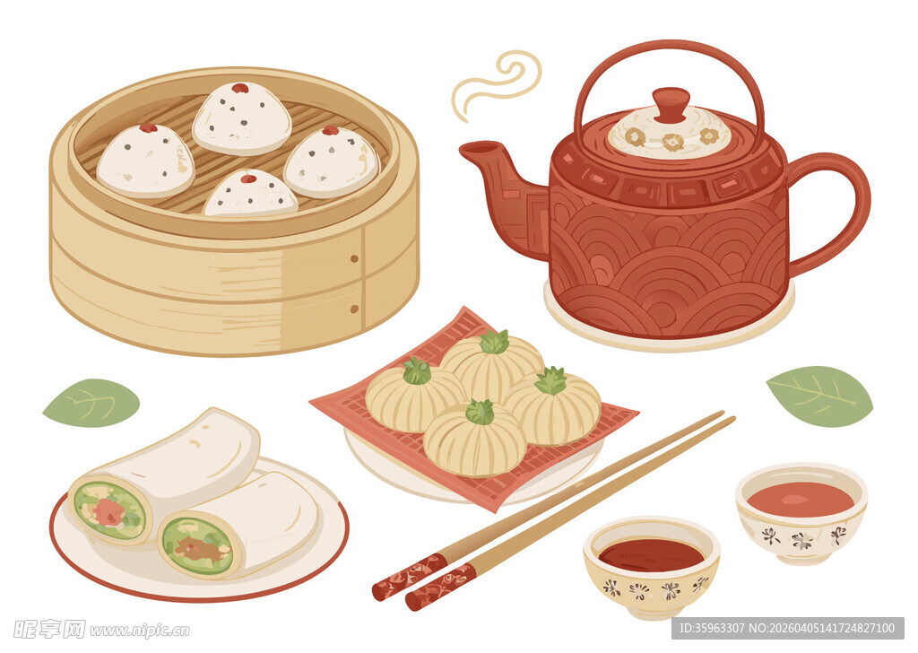 中式点心与茶具组合