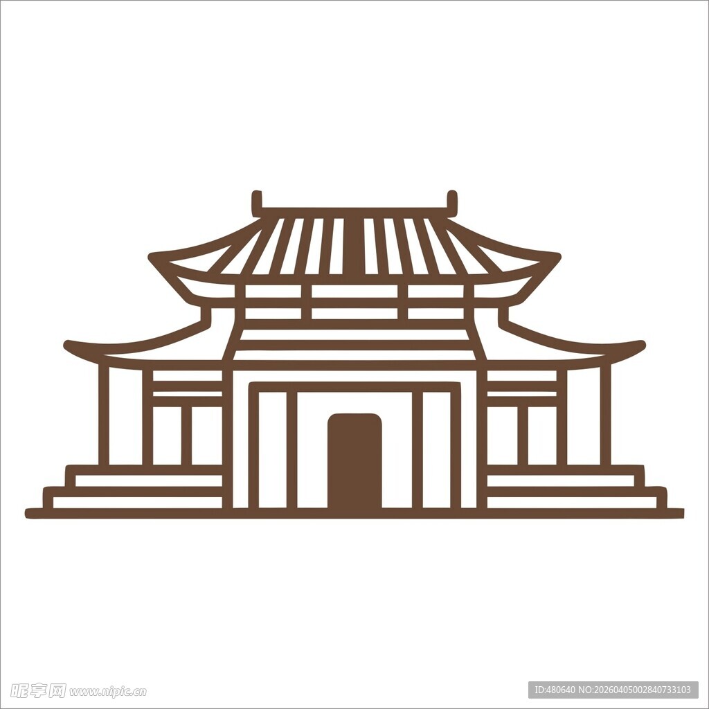 中式古建筑线条图标