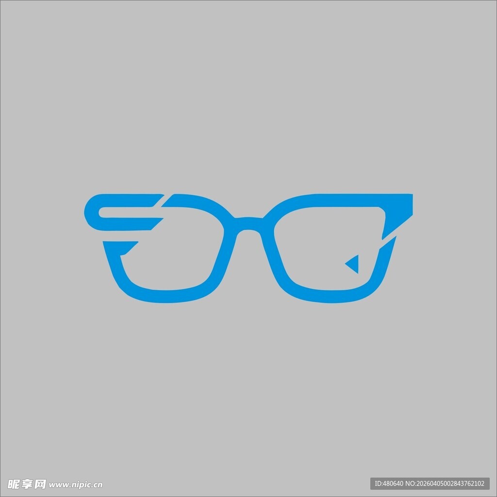 简约蓝色眼镜图标
