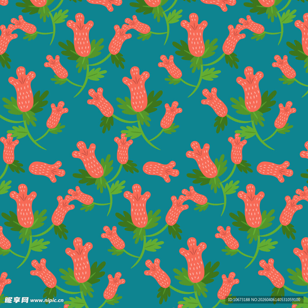 花朵无缝背景图案 