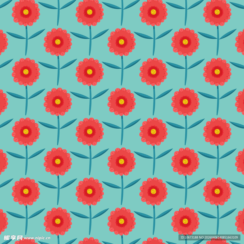 花朵无缝背景图案 