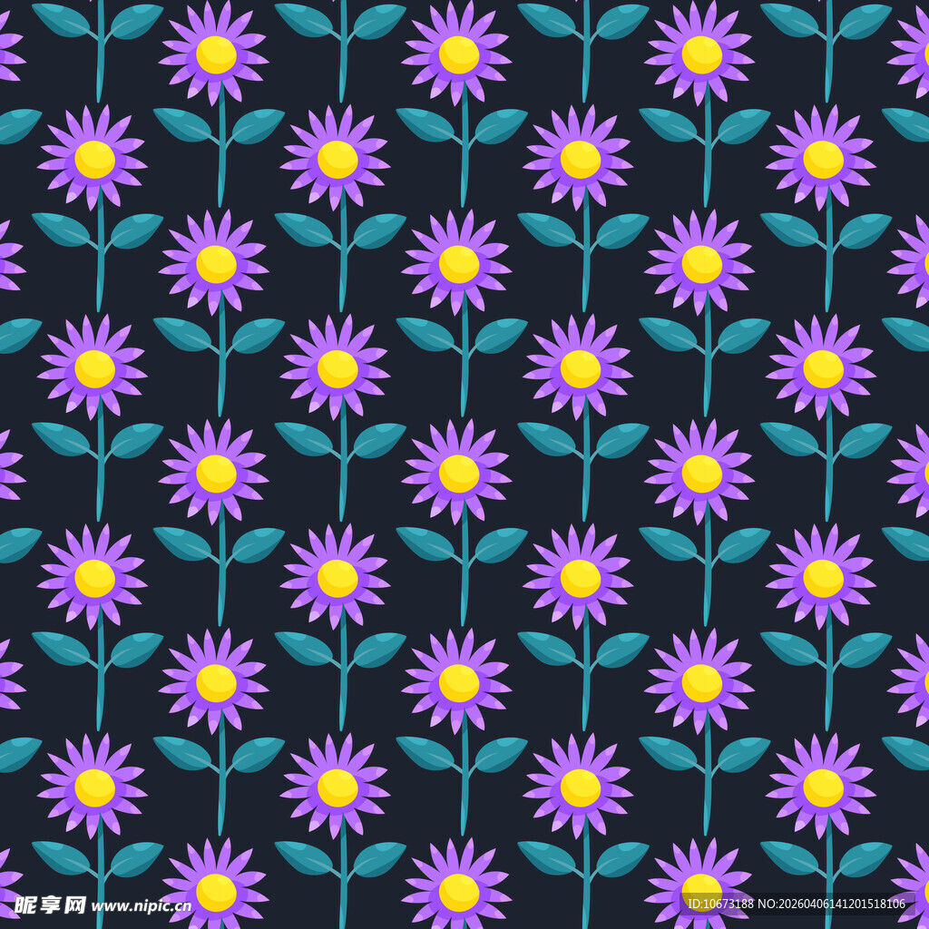 花朵无缝背景图案 