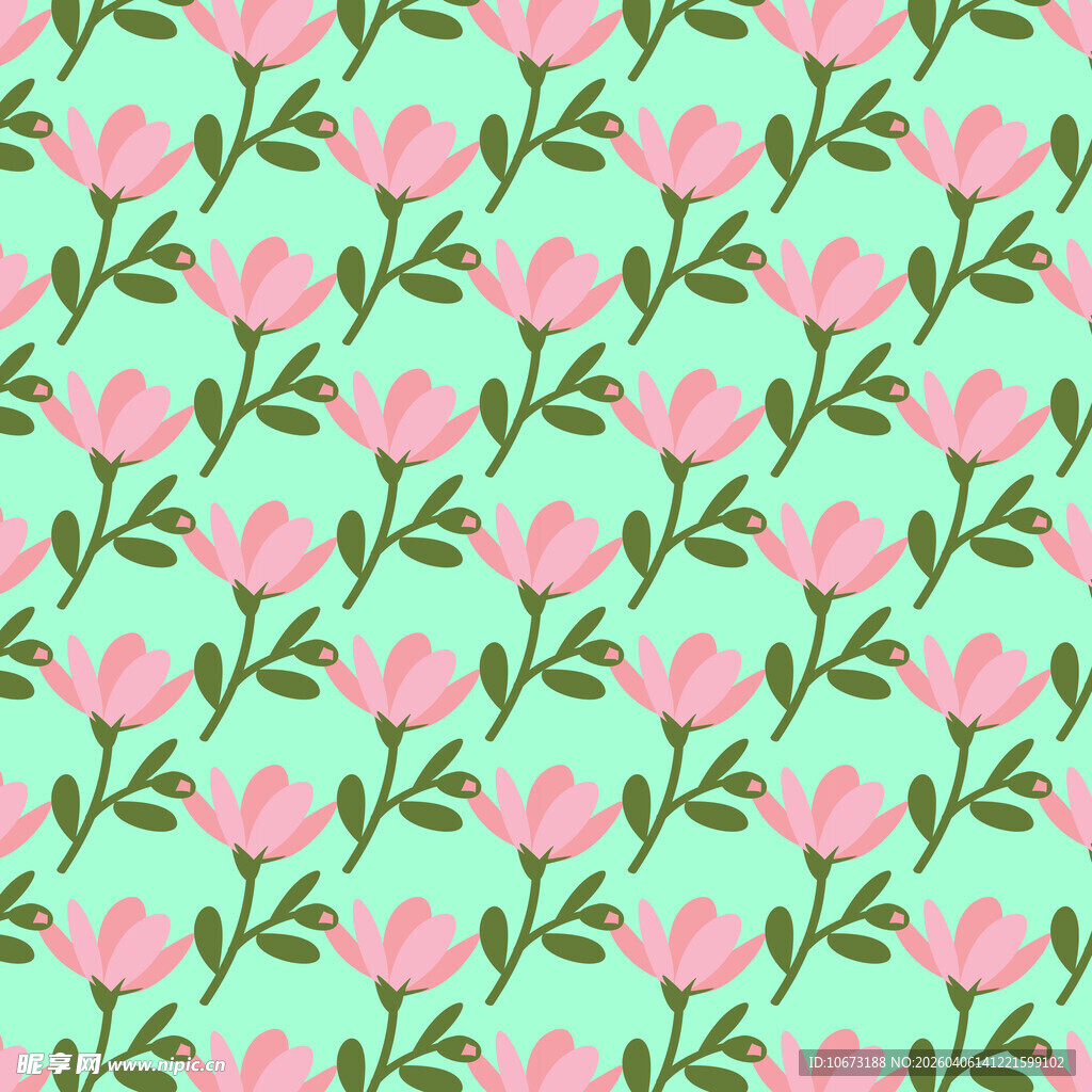 花朵无缝背景图案 