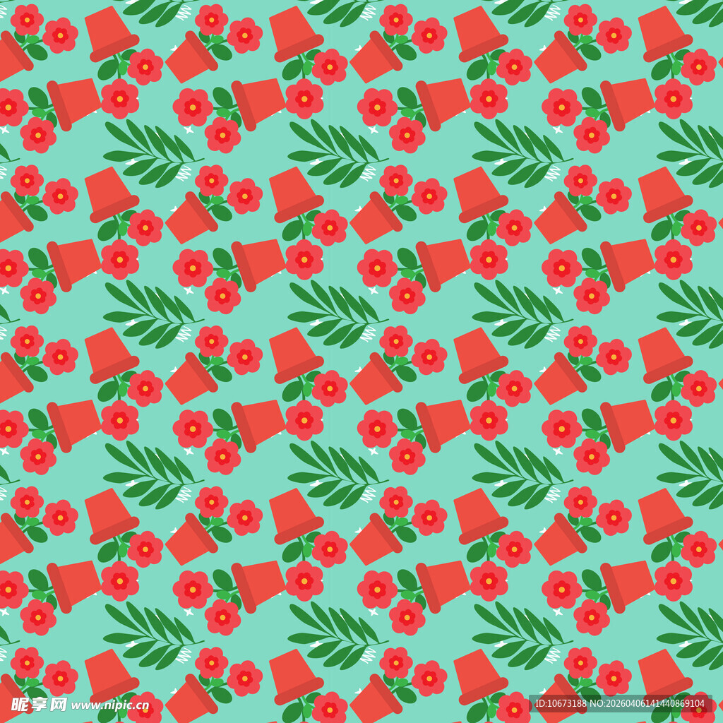 花朵无缝背景图案 