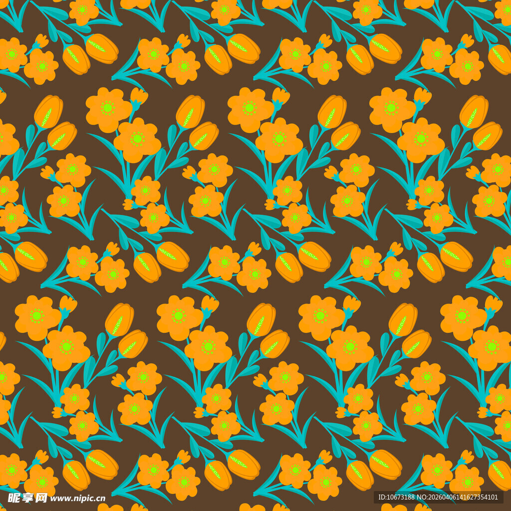 花朵无缝背景图案 