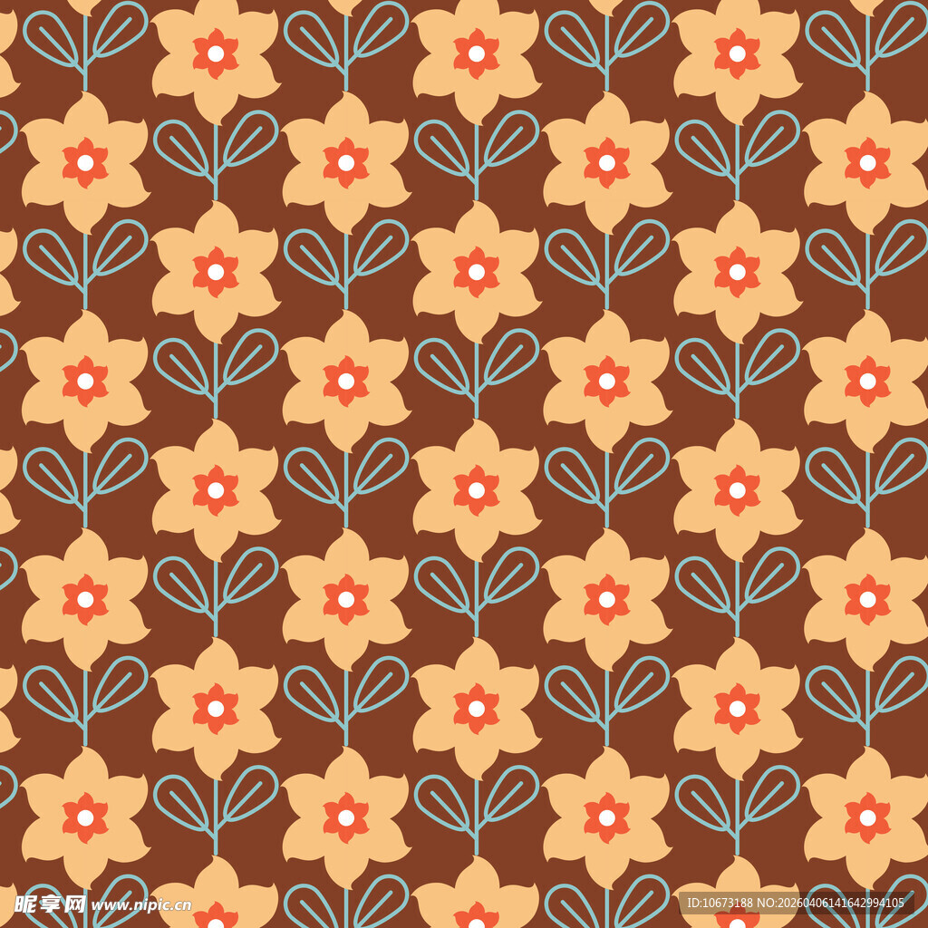 花朵无缝背景图案 