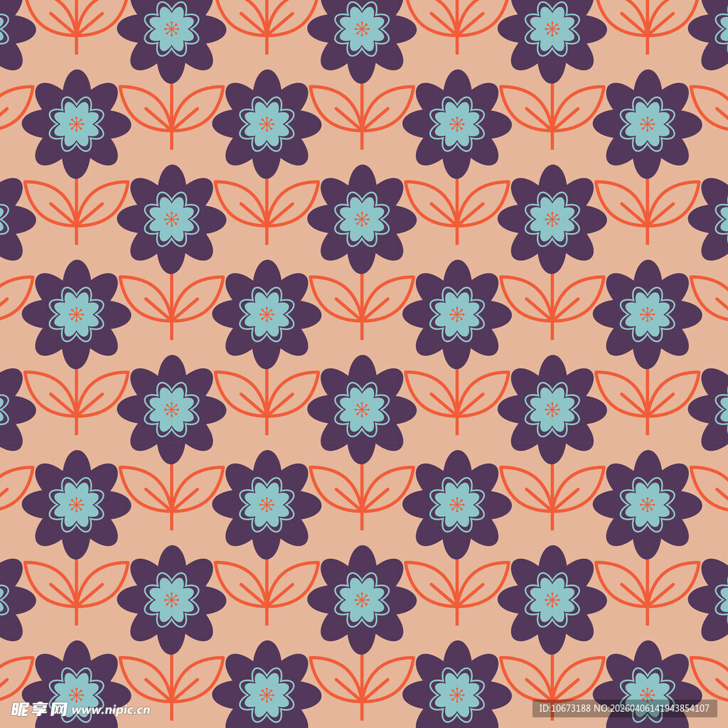 花朵无缝背景图案 