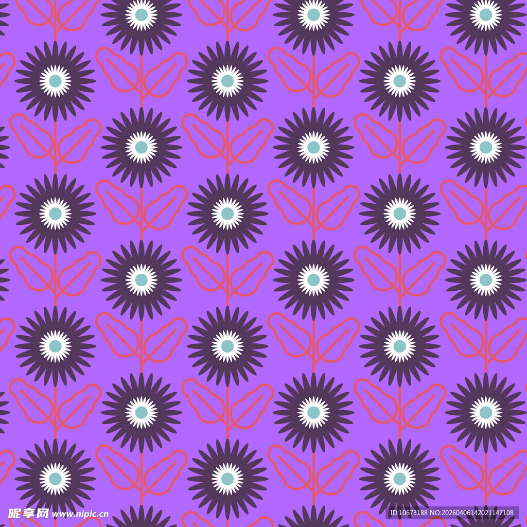 花朵无缝背景图案 