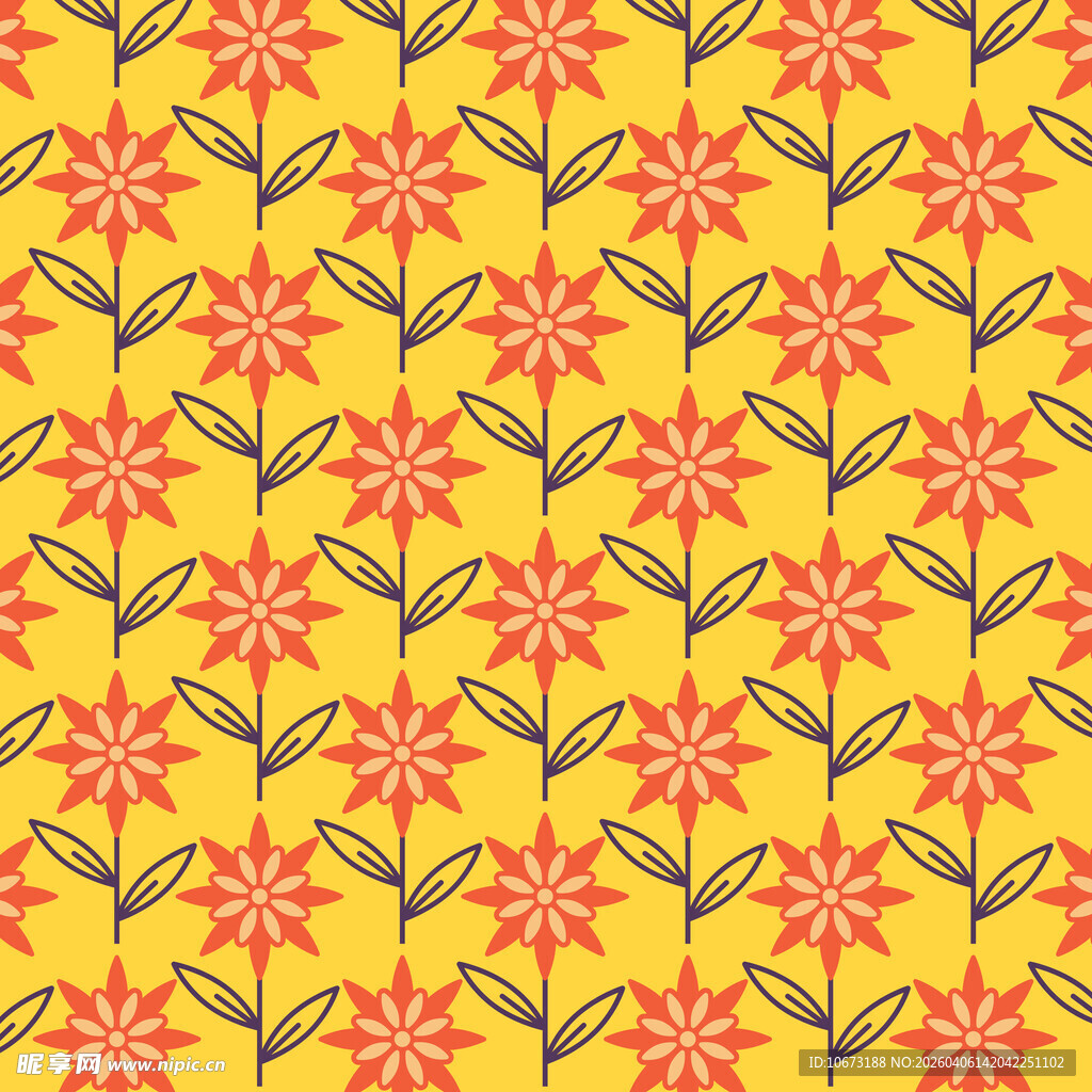 花朵无缝背景图案 