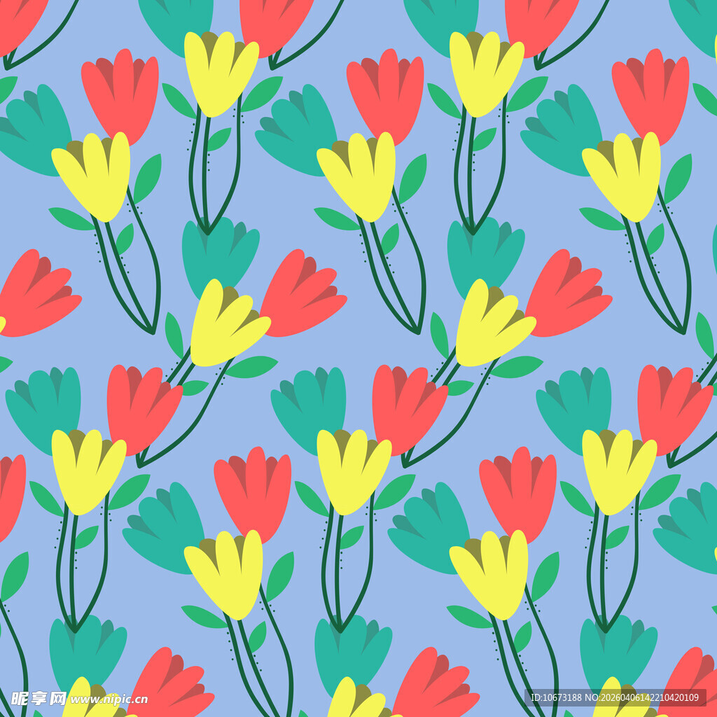 花朵无缝背景图案 