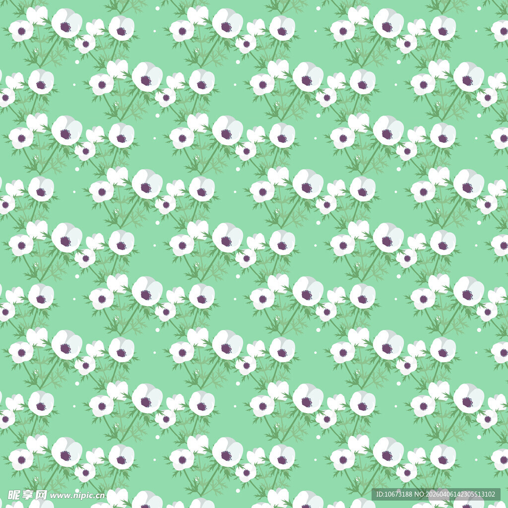 花朵无缝背景图案 