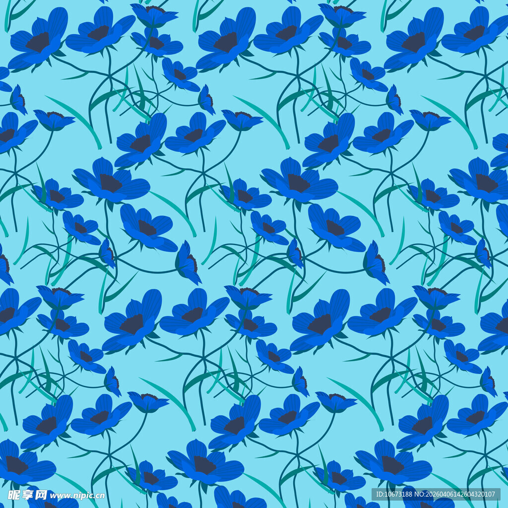 花朵无缝背景图案 