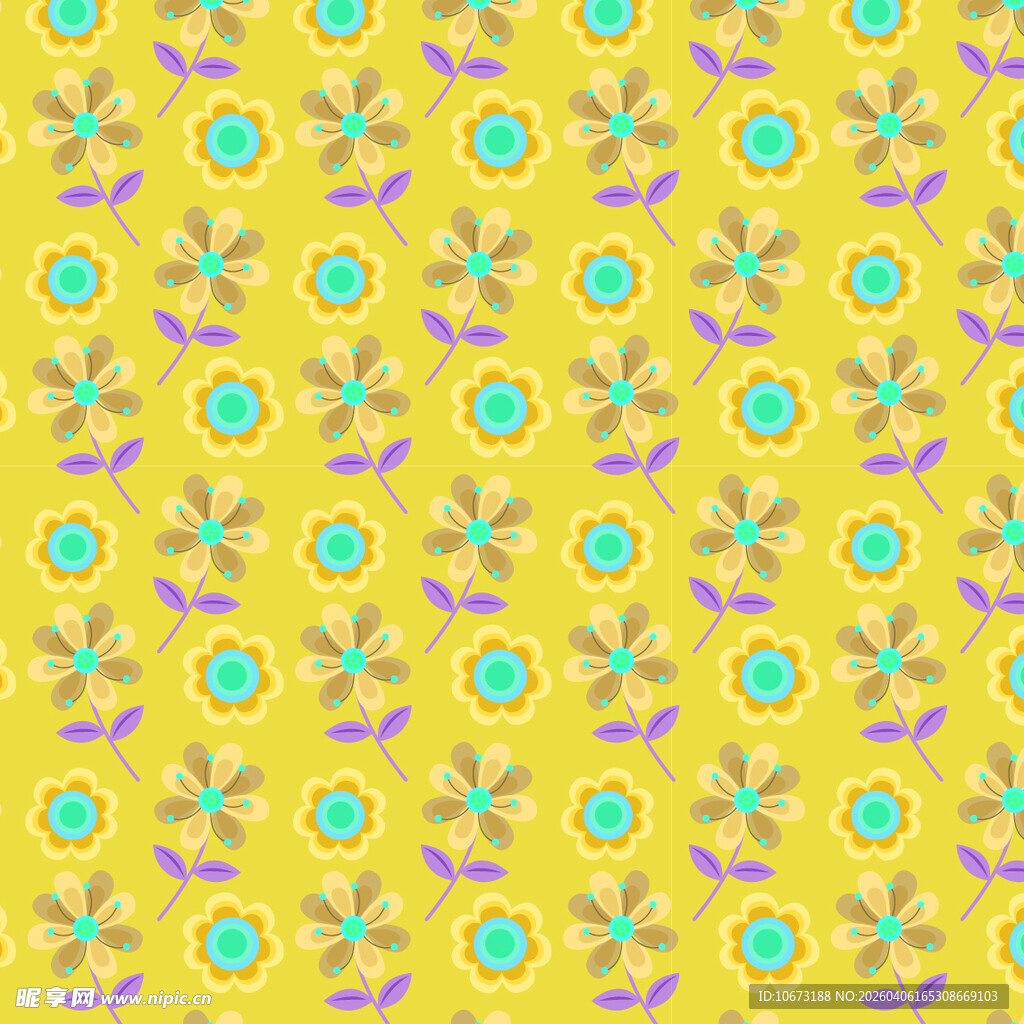 花卉图案无缝背景图