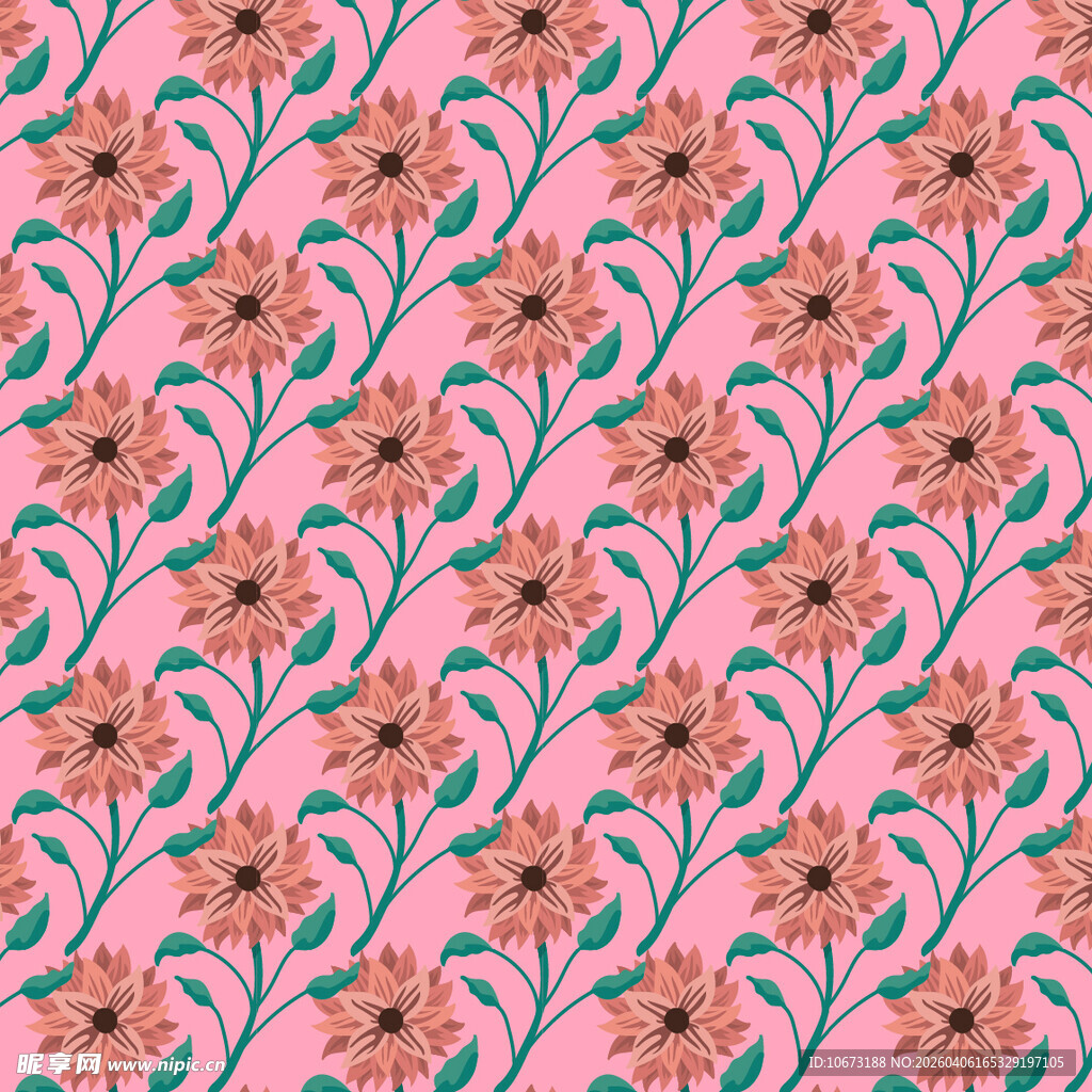 花卉图案无缝背景图