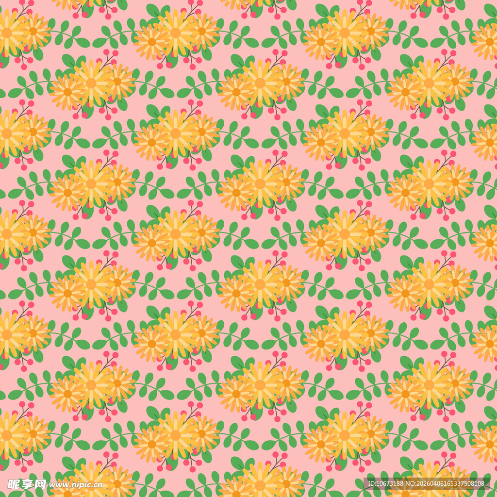 花卉图案无缝背景图