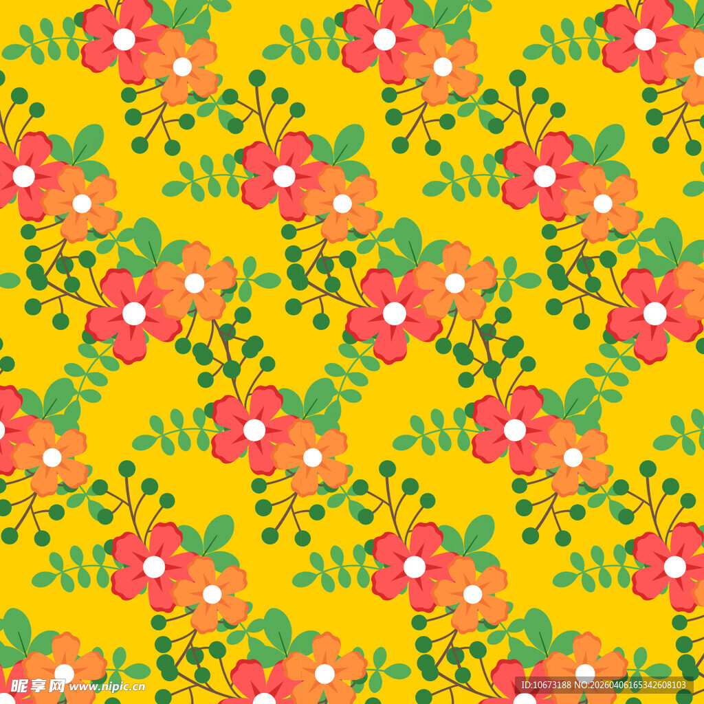 花卉图案无缝背景图