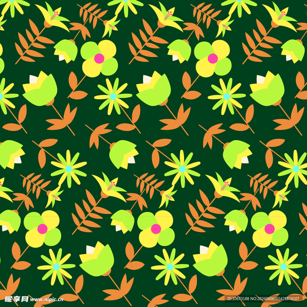 花卉图案无缝背景图